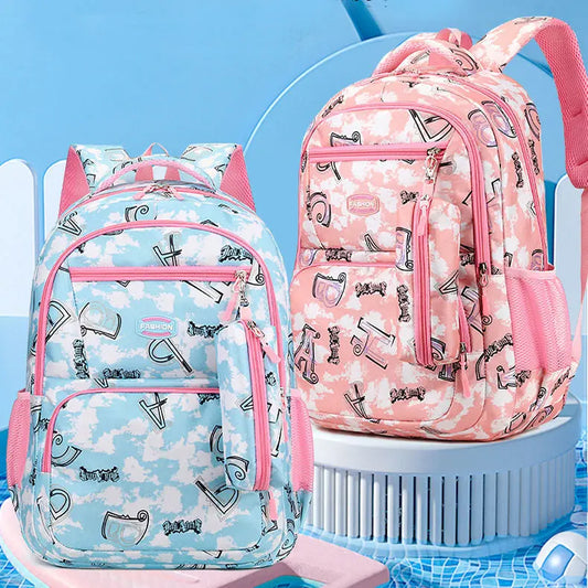 Elevate Your Style and Organization with the Letter Print Backpack and Pencil Case