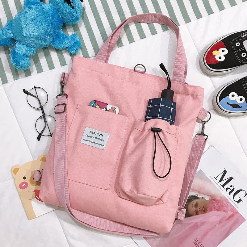 Harajuku Canvas Bags Students Handbag With Pockets Preppy Backpack Shoulder Bag For Women DAILYMAXCARE
