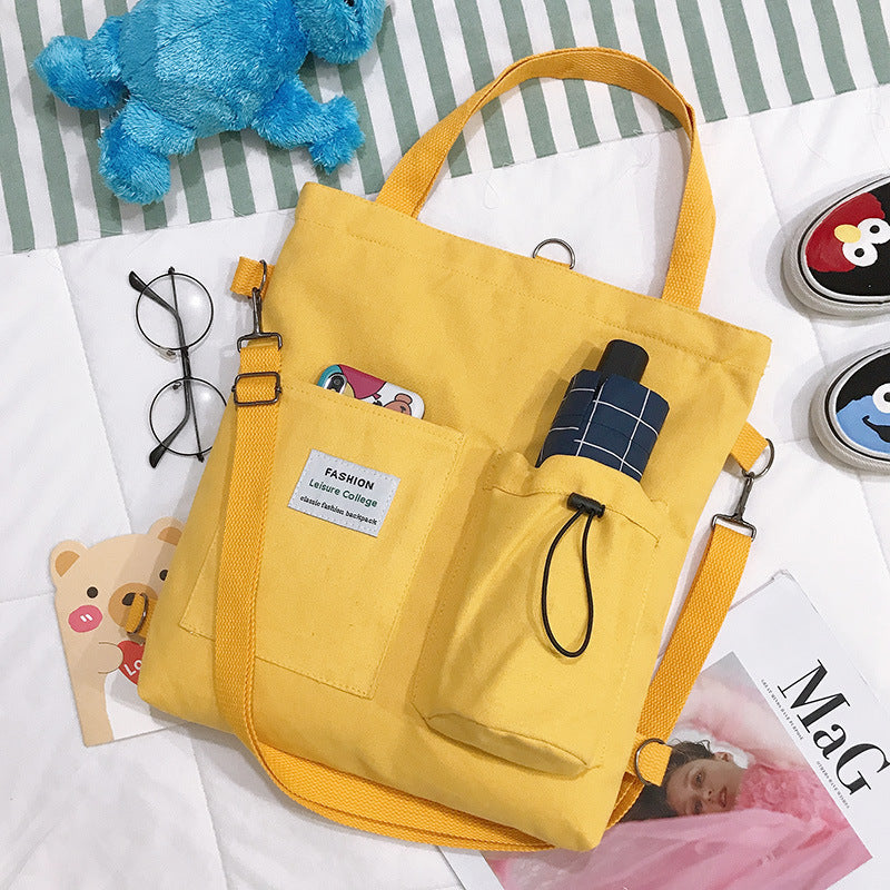 Harajuku Canvas Bags Students Handbag With Pockets Preppy Backpack Shoulder Bag For Women DAILYMAXCARE