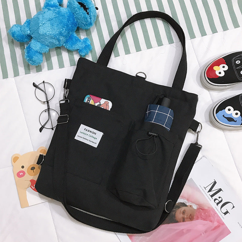 Harajuku Canvas Bags Students Handbag With Pockets Preppy Backpack Shoulder Bag For Women DAILYMAXCARE