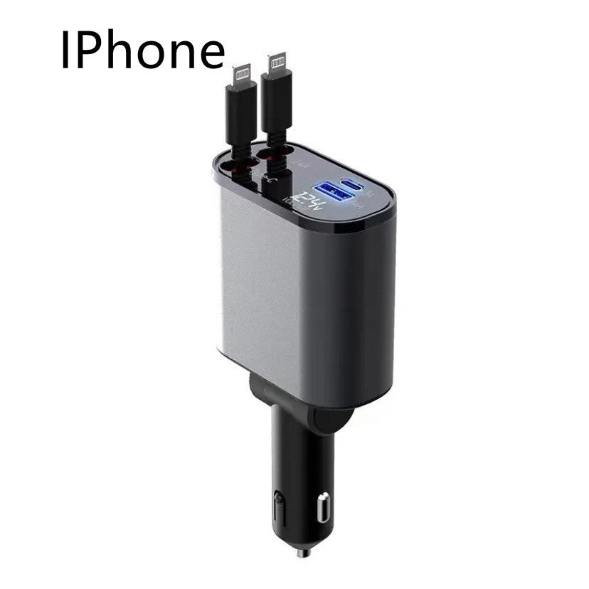 Metal Car Charger 100W Super Fast Charging Car Cigarette Lighter USB And TYPE-C Adapter DAILYMAXCARE