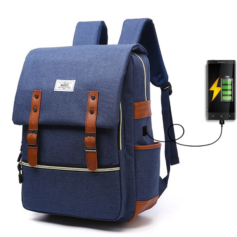 Vintage men women canvas backpacks school bags for teenage girls laptop backpack with USB charging fashion travel DAILYMAXCARE