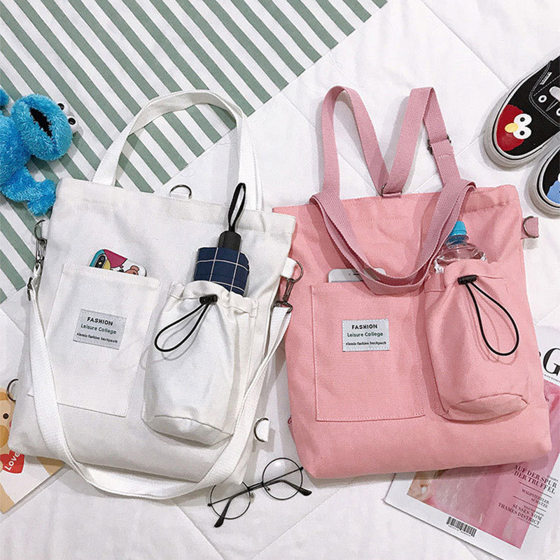 Harajuku Canvas Bags Students Handbag With Pockets Preppy Backpack Shoulder Bag For Women DAILYMAXCARE