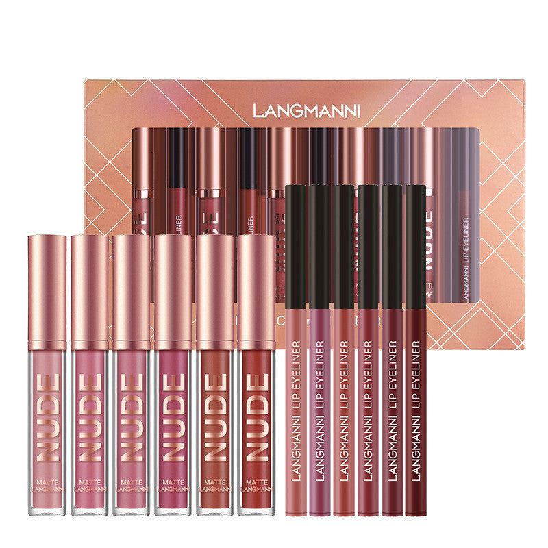 Lip Liner And Lipstick Makeup 12 Pcs Set 6 Matte Lipstick 6 Lip Liner Pens Waterproof Long Lasting Matte Lipstick Beauty Cosmetics Makeup Gift For Girls Lipstick Set DAILYMAXCARE