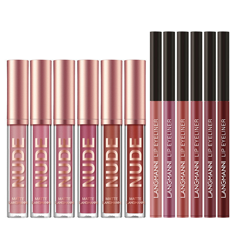 Lip Liner And Lipstick Makeup 12 Pcs Set 6 Matte Lipstick 6 Lip Liner Pens Waterproof Long Lasting Matte Lipstick Beauty Cosmetics Makeup Gift For Girls Lipstick Set DAILYMAXCARE