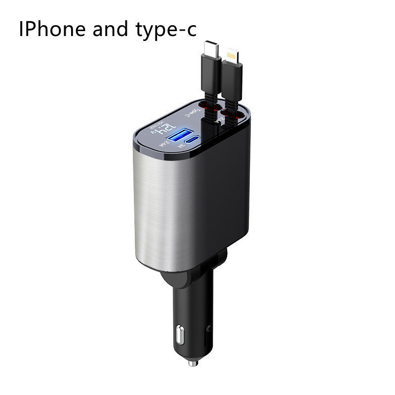 Metal Car Charger 100W Super Fast Charging Car Cigarette Lighter USB And TYPE-C Adapter DAILYMAXCARE
