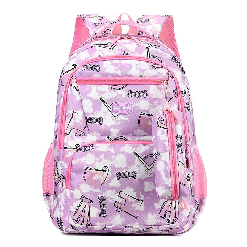 New Letter Print Backpack With Pencil Case Fashion Sweet Primary School Students Schoolbag For Girls Boys DAILYMAXCARE