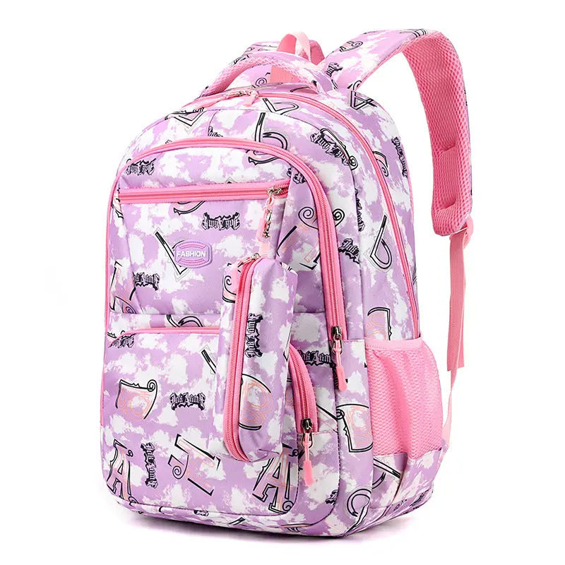 New Letter Print Backpack With Pencil Case Fashion Sweet Primary School Students Schoolbag For Girls Boys DAILYMAXCARE