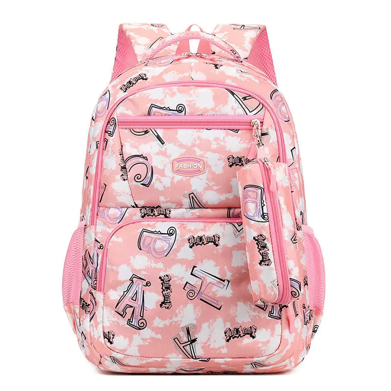 New Letter Print Backpack With Pencil Case Fashion Sweet Primary School Students Schoolbag For Girls Boys DAILYMAXCARE