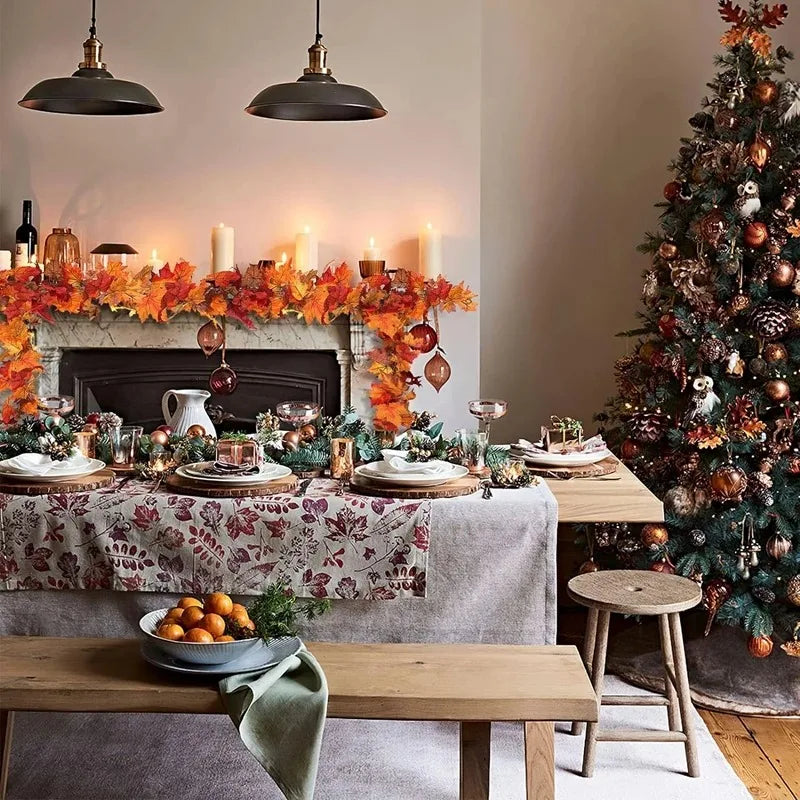 2M Artificial Fall Maple Leaf Garland Fake Plants Autumn Decor Leaves Vine for Thanks giving Halloween Festivals Wedding Decora Dailymaxcare