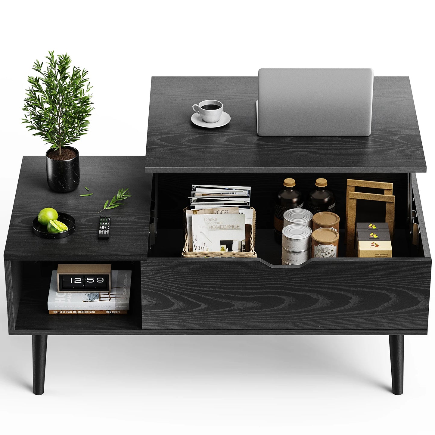 JHK Lift Top Coffee Tables 39.37"x19.7" Wood Dining Tables For Living Room With Adjustable Storage Shelf Easy To Lift Or Lower Dailymaxcare
