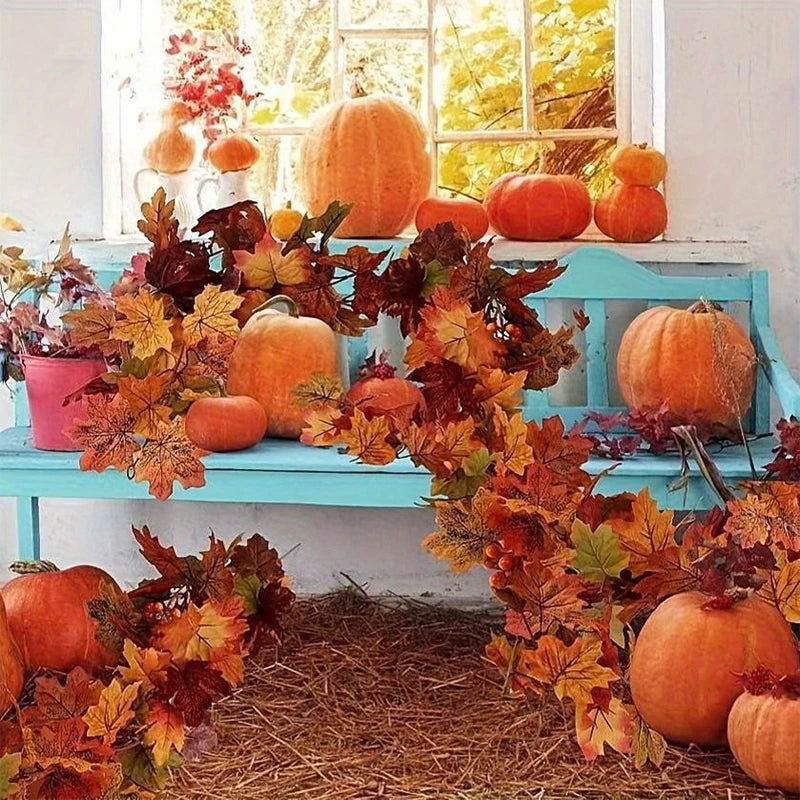 2M Artificial Fall Maple Leaf Garland Fake Plants Autumn Decor Leaves Vine for Thanks giving Halloween Festivals Wedding Decora Dailymaxcare