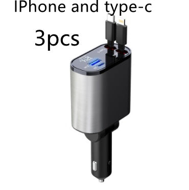 Metal Car Charger 100W Super Fast Charging Car Cigarette Lighter USB And TYPE-C Adapter DAILYMAXCARE