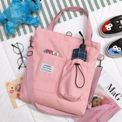 Harajuku Canvas Bags Students Handbag With Pockets Preppy Backpack Shoulder Bag For Women DAILYMAXCARE