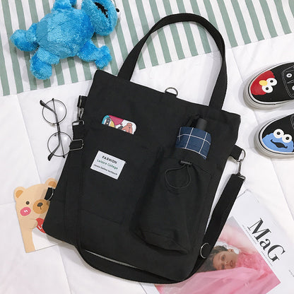 Harajuku Canvas Bags Students Handbag With Pockets Preppy Backpack Shoulder Bag For Women DAILYMAXCARE