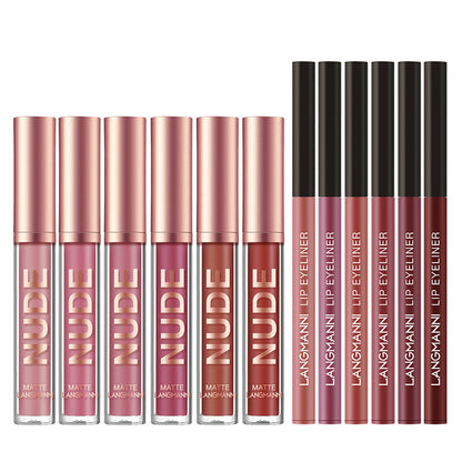 Lip Liner And Lipstick Makeup 12 Pcs Set 6 Matte Lipstick 6 Lip Liner Pens Waterproof Long Lasting Matte Lipstick Beauty Cosmetics Makeup Gift For Girls Lipstick Set DAILYMAXCARE