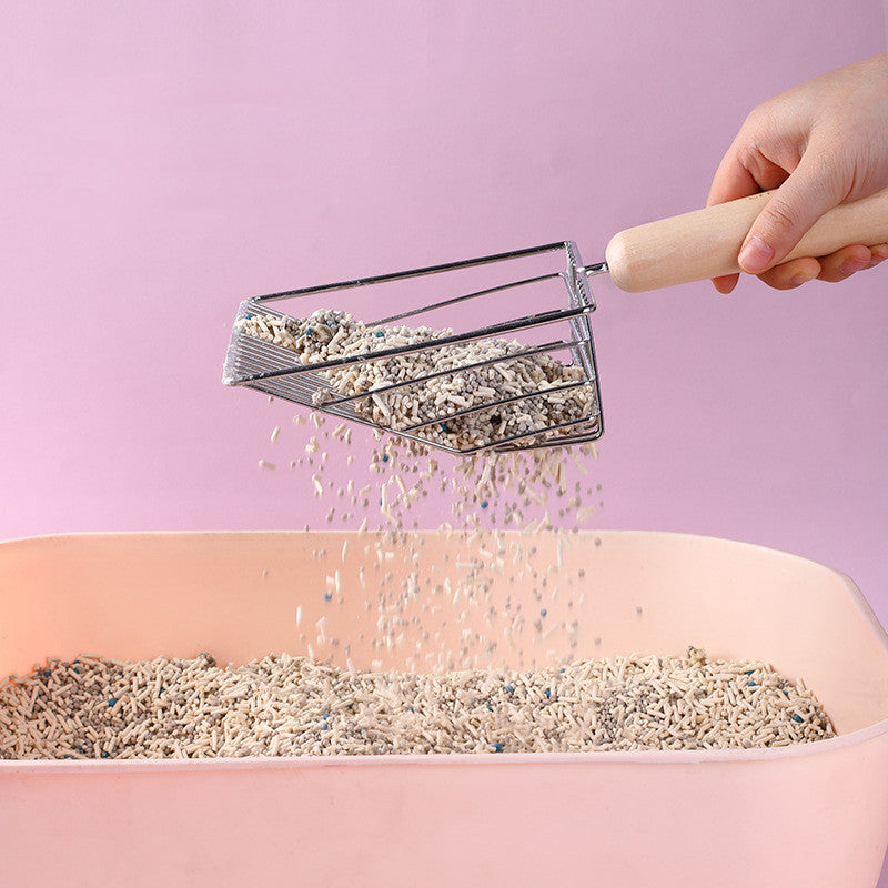 Metal Filter Cat Litter Shovel Set Pet Toilet Cleaning Scoop Poop Clean Tool Large Wooden Handle Pets Supplies DAILYMAXCARE