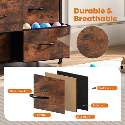 Dresser For Bedroom With 9 Fabric Storage Drawer Wardrobe Tall Chest Organizer Closet Adult Kids Clothes Wood Cabinet Furniture dailymaxcare