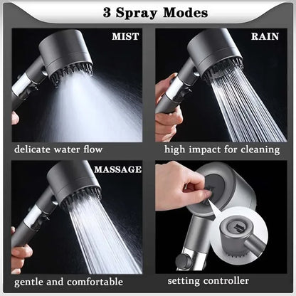 Gray Showers for Bathroom High Pressure Water Saving Head Spa Three Modes of Adjustment  Bathroom Accessories Shower Head Dailymaxcare