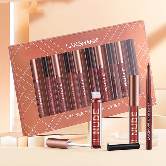 Lip Liner And Lipstick Makeup 12 Pcs Set 6 Matte Lipstick 6 Lip Liner Pens Waterproof Long Lasting Matte Lipstick Beauty Cosmetics Makeup Gift For Girls Lipstick Set DAILYMAXCARE